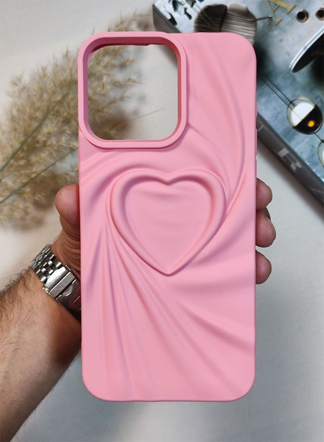 Silicone Case Compatible With Iphone 15 Pro Max, Shockproof And Scratch-Resistant Silicone Case With A Beautiful 3D Heart Design, For Iphone 15 Pro Max - Pink - Image 2